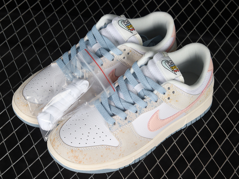 Dunk Low Suede "Pastels" White/Pink-Blue 15