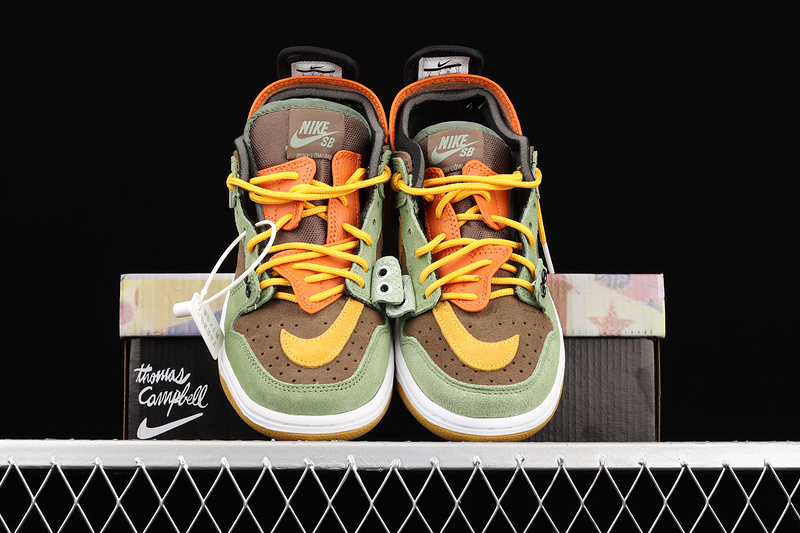 Sb Dunk Low Pro Green/Brown/White-Orange 5