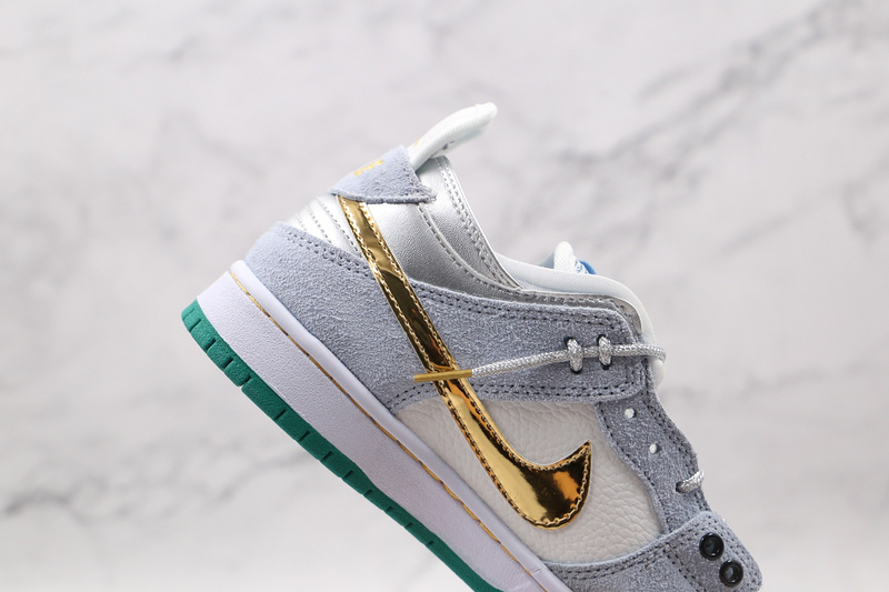 Sb Dunk Low Pro White/Psychic Blue/Metallic Gold 7