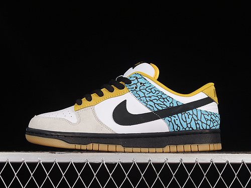 Dunk Low Sb White/Black/Blue/Yellow 27