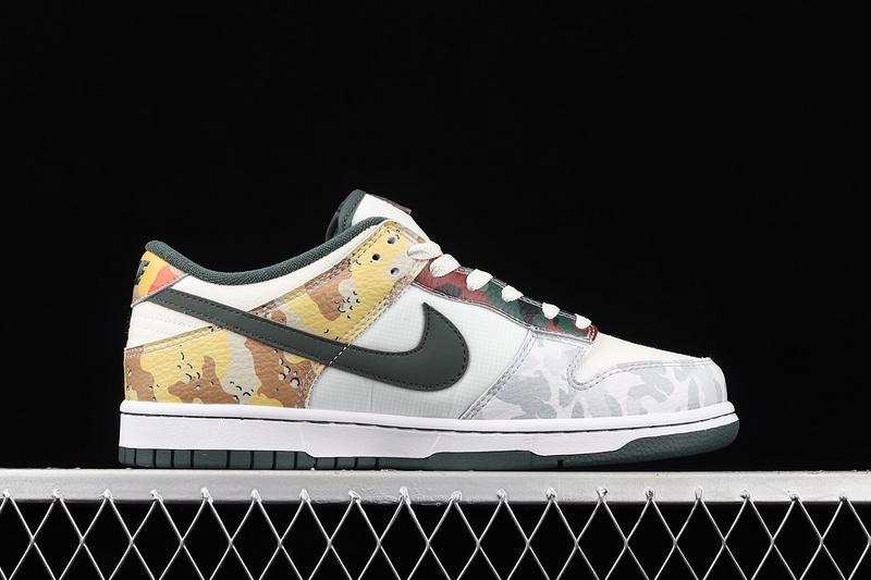 Dh0957-100-[Dunk Low Se Sail Multi-Camo Sail/Vintage Green-Total Orange-White 9