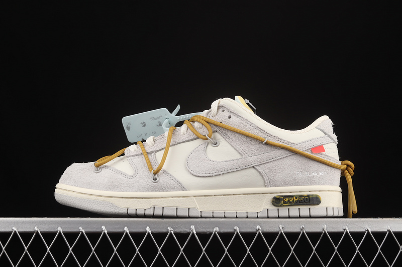 Gz Ow X Sb Dunk Low Lot 37 Of 50 White/Light Grey/Yellow 3