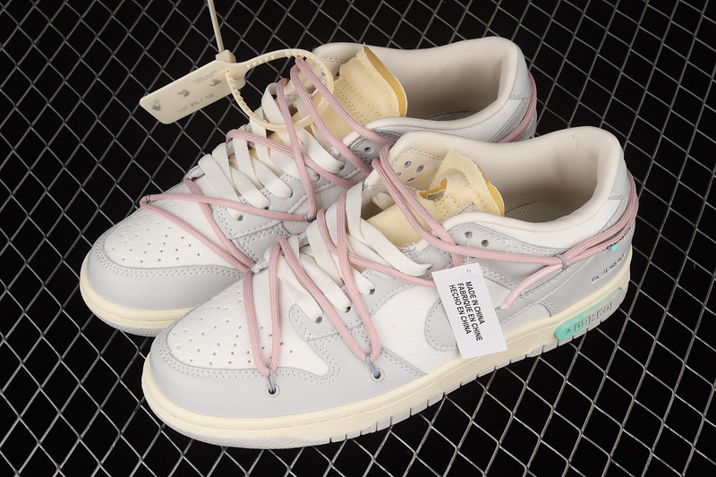 Ow X Sb Dunk Low Lot 09 Of 50 Sail/Neutral Grey/Pink-Yellow 15