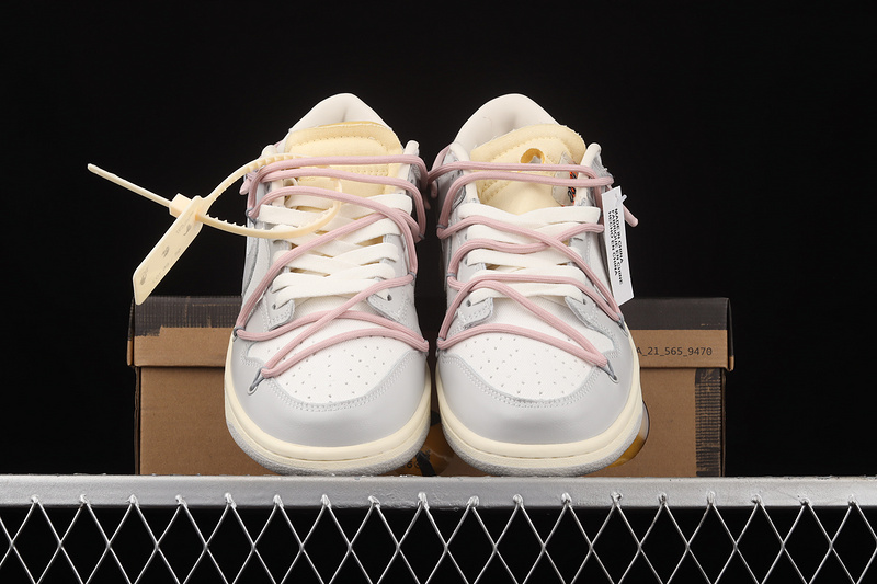 Ow X Sb Dunk Low Lot 09 Of 50 Sail/Neutral Grey/Pink-Yellow 19