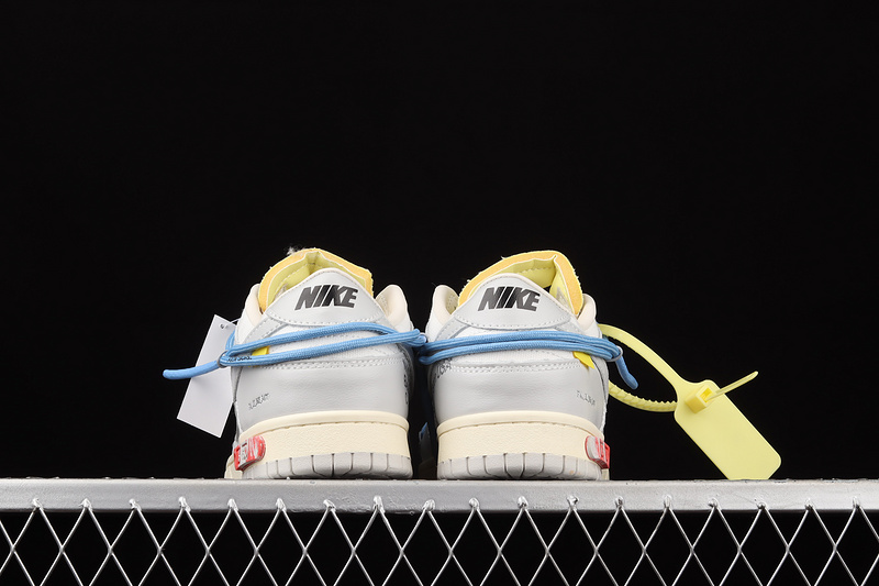 Ow X Sb Dunk Low White/Light Grey/Blue 3