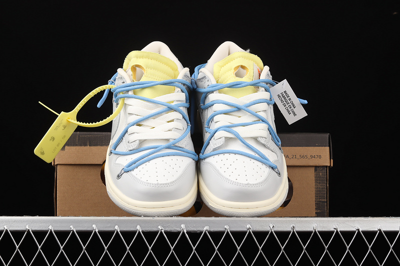 Ow X Sb Dunk Low White/Light Grey/Blue 25