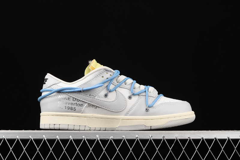 Ow X Sb Dunk Low White/Light Grey/Blue 27