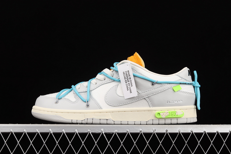 Ow X Sb Dunk Low Light Grey/Blue/White 9