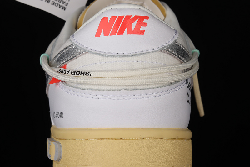 Ow X Sb Dunk Low Lot 01 Of 50 White/Metallic Silver/Butter 9