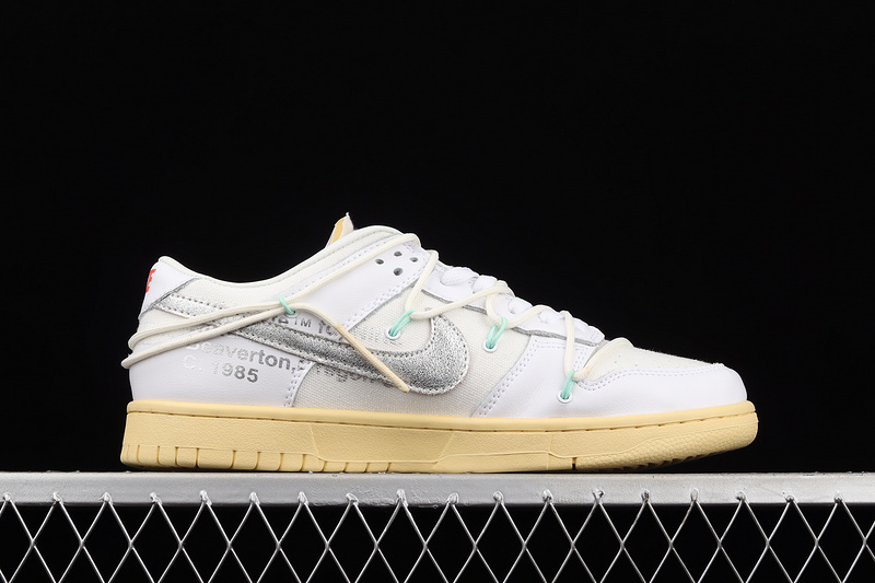 Ow X Sb Dunk Low Lot 01 Of 50 White/Metallic Silver/Butter 31