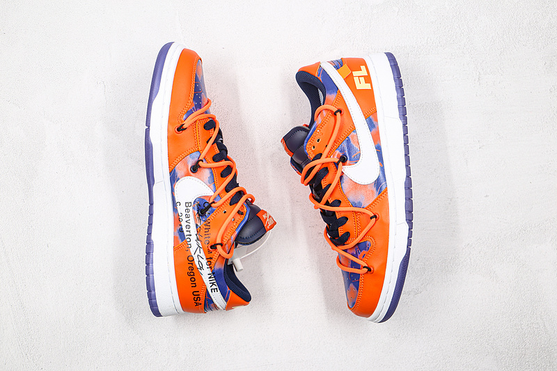 Ow X Sb Dunk Low X Fl Orange/Navy Blue-White 13