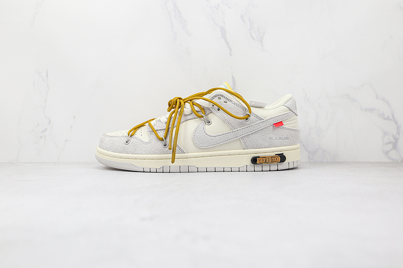 Ow X Sb Dunk Low Lot 37 Of 50 White/Light Grey/Yellow 5