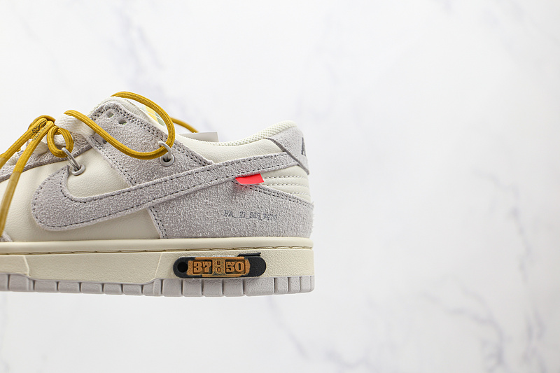 Ow X Sb Dunk Low Lot 37 Of 50 White/Light Grey/Yellow 7