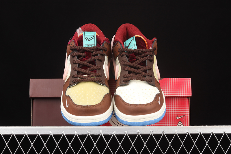 Social Status X Sb Dunk Mid Chocolate Milk Canvas/Mid Soft Pink/Burnt Brown 3