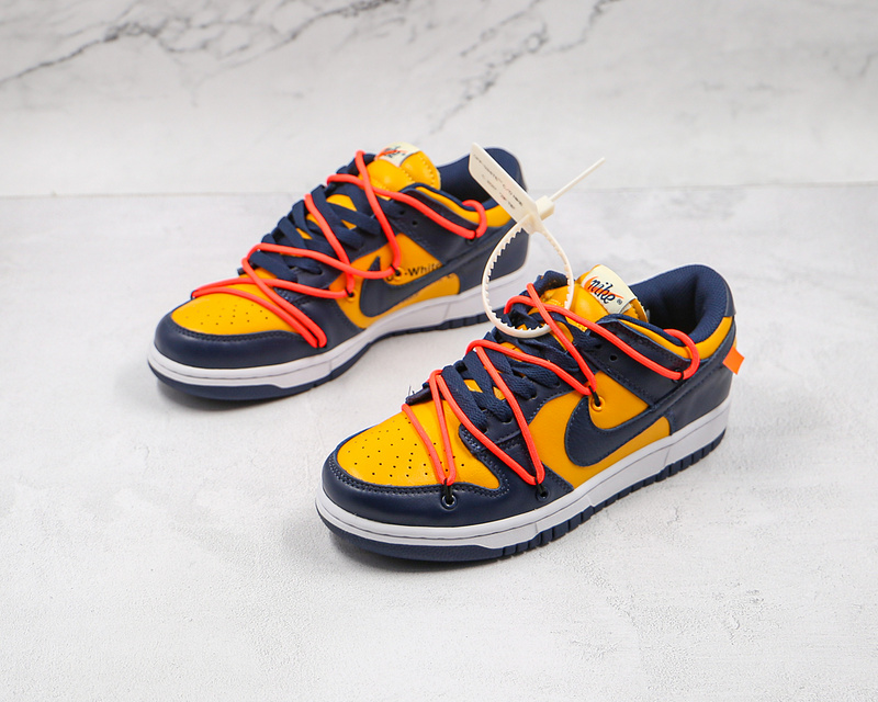 Ow X Sb Dunk Low University Gold/White/Midnight Navy 7