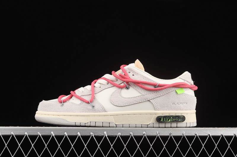 Ow X Sb Dunk Low Lot 17 Of 50 Sail/Neutral Grey/Hyper Pink 3