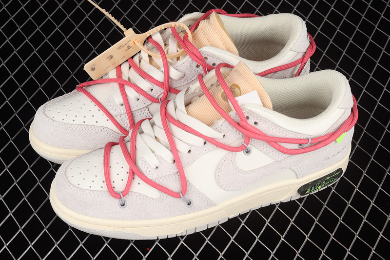 Ow X Sb Dunk Low Lot 17 Of 50 Sail/Neutral Grey/Hyper Pink 5