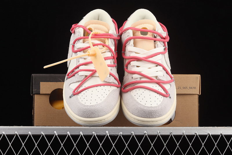 Ow X Sb Dunk Low Lot 17 Of 50 Sail/Neutral Grey/Hyper Pink 7