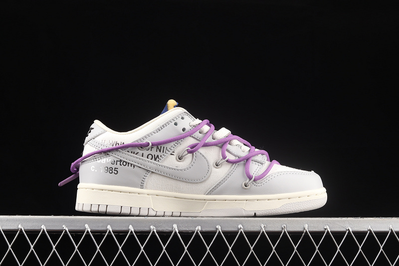 Ow X Sb Dunk Low Lot 48 Of 50 Sail/Neutral Grey/Purple 25