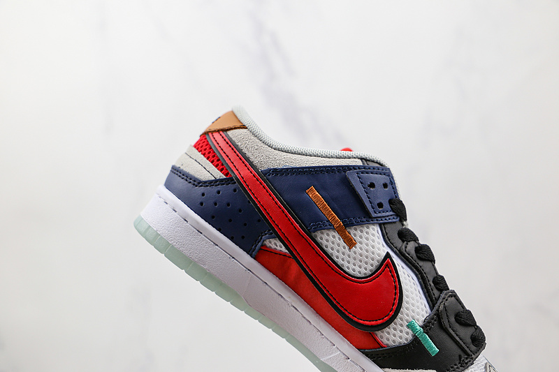 Sb Dunk Low Scrap Navy Blue/White/Red Glow 19