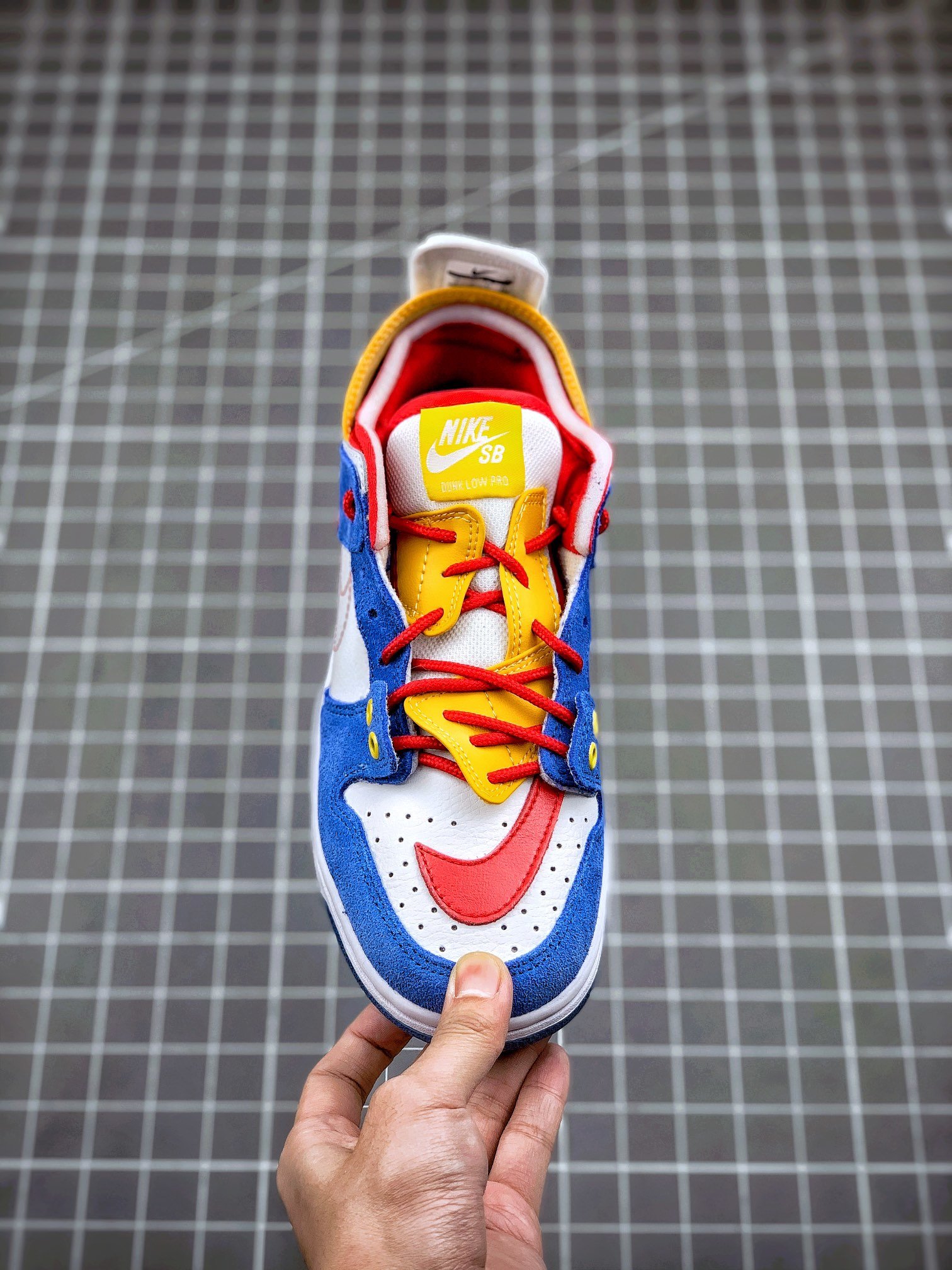 1:1 Quality Dunk Sb Mid Shoes Blue/White/Yellow-Red 15