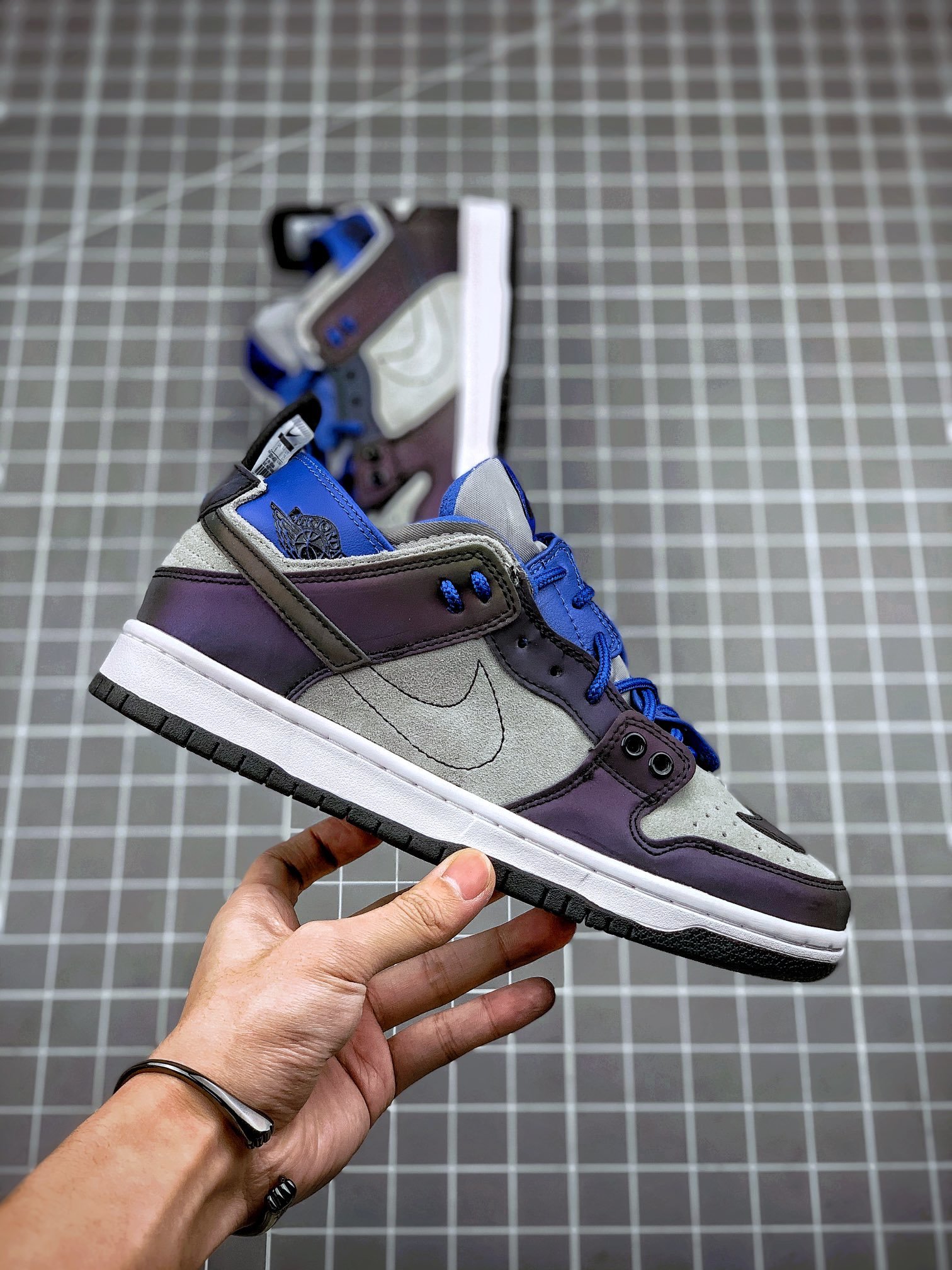 1:1 Quality Dunk Sb Mid Shoes Grey/Light Grey/Blue 3