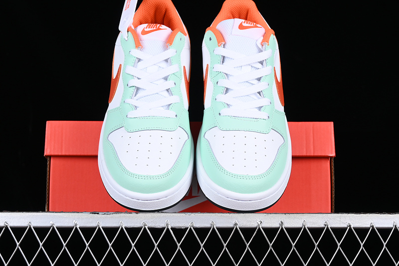 Court Borough Low 2 Gs White/White/Mint Foam/Safety Orange/Dark Pony 25