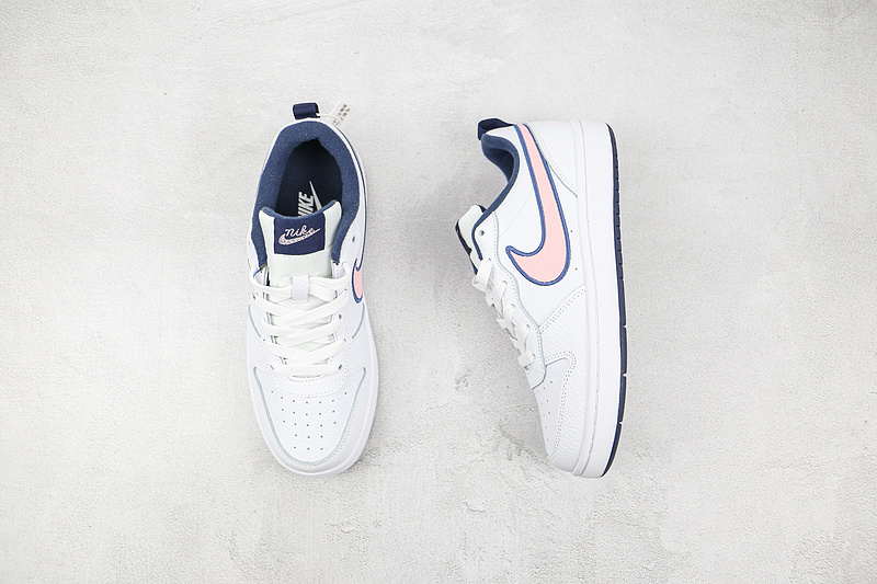 Court Borough Low 2 Sel Gs White/Pink Glaze/Midnight Navy 9