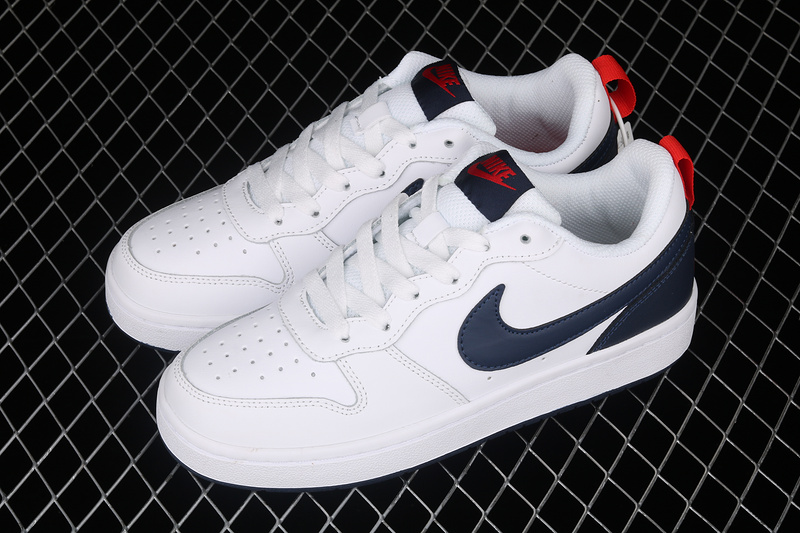 Court Borough Low 2 White/Navy Blue/Red 3