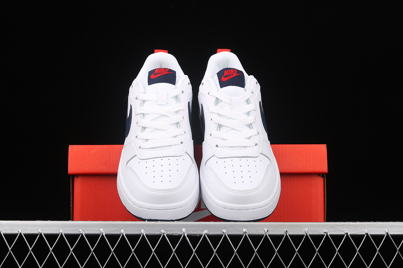 Court Borough Low 2 White/Navy Blue/Red 7