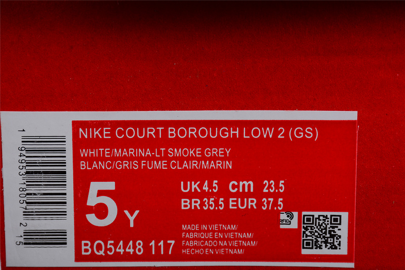 Court Borough Low 2 Gs White/Light Smoke Grey/Habanero Red/Marina 15