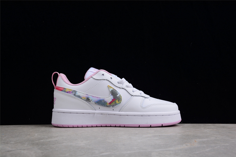 Court Borough Low 2 Se Gs Floral Swoosh White/Light Arctic Pink 3