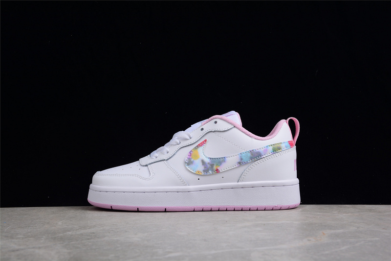 Court Borough Low 2 Se Gs Floral Swoosh White/Light Arctic Pink 13