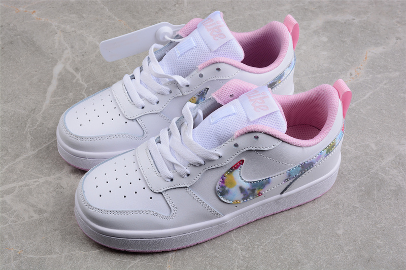 Court Borough Low 2 Se Gs Floral Swoosh White/Light Arctic Pink 17