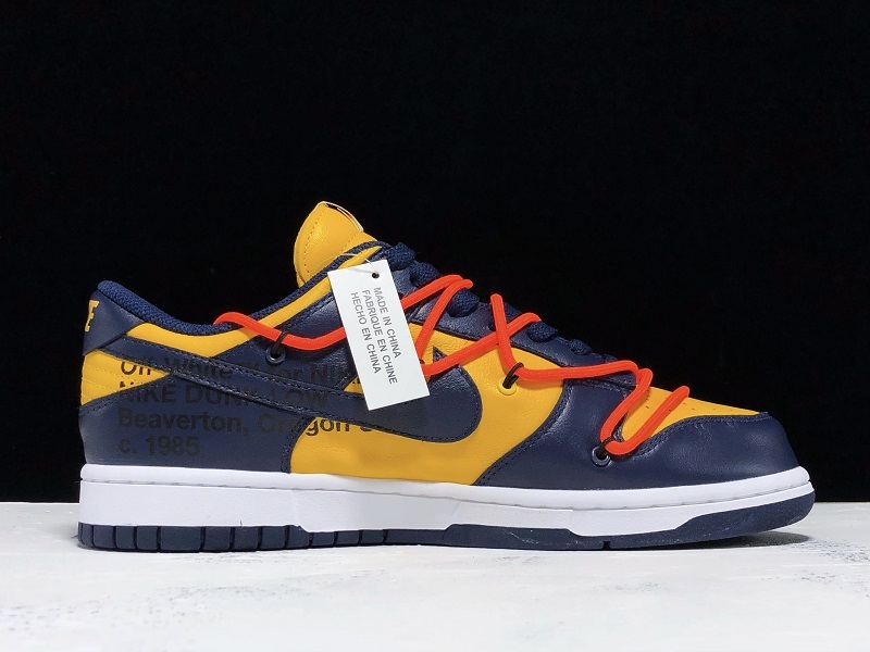 Plus Off-White X Dunk Low University Gold/White/Navy Blue 5