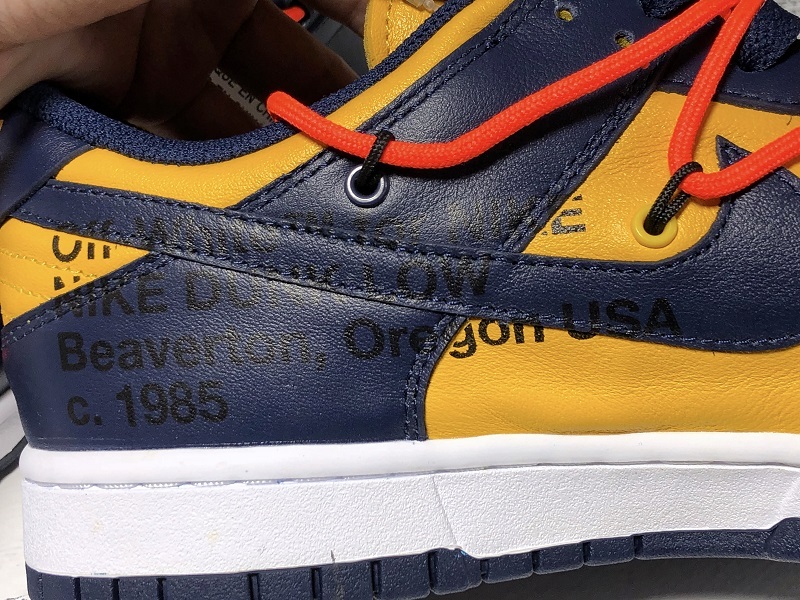 Plus Off-White X Dunk Low University Gold/White/Navy Blue 7