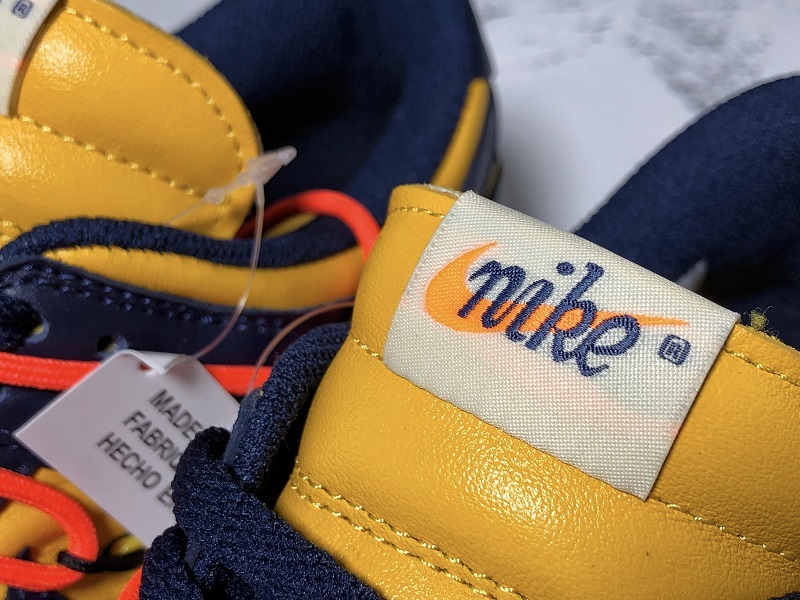 Plus Off-White X Dunk Low University Gold/White/Navy Blue 13