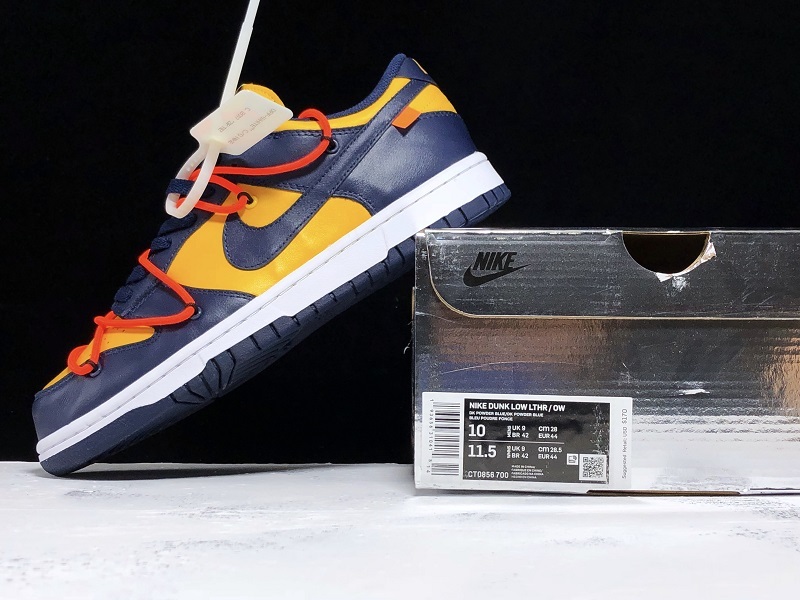 Plus Off-White X Dunk Low University Gold/White/Navy Blue 21