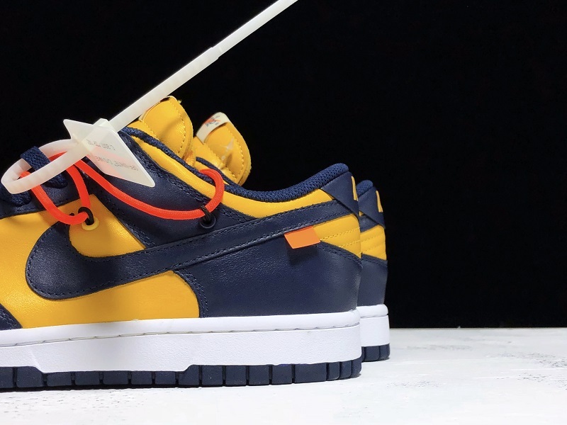 Plus Off-White X Dunk Low University Gold/White/Navy Blue 33