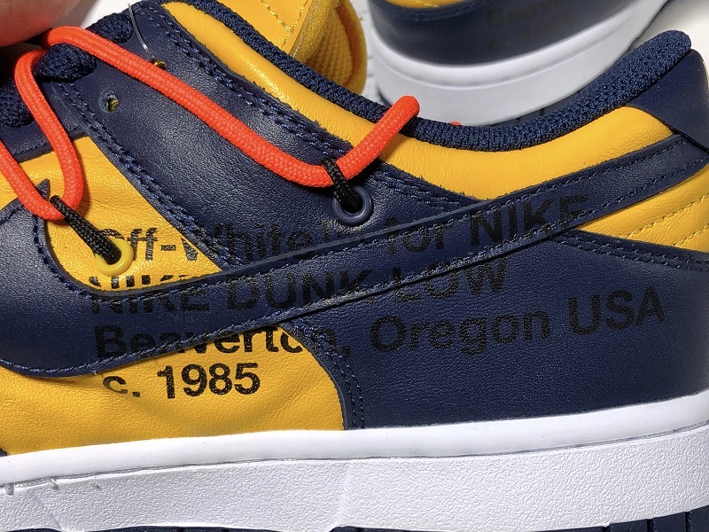 Plus Off-White X Dunk Low University Gold/White/Navy Blue 37