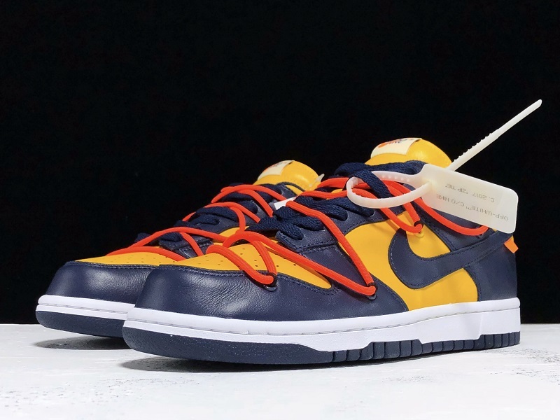 Plus Off-White X Dunk Low University Gold/White/Navy Blue 39