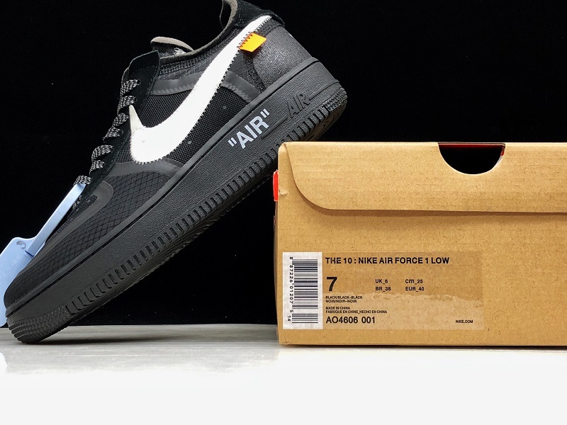 H12 Air Force 1 Low X Ow Black/White-Cone-Black 21