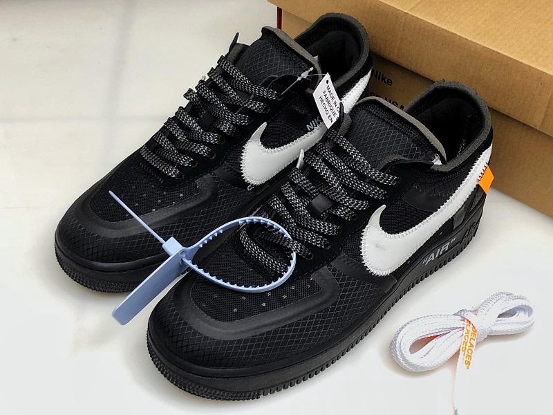 H12 Air Force 1 Low X Ow Black/White-Cone-Black 41