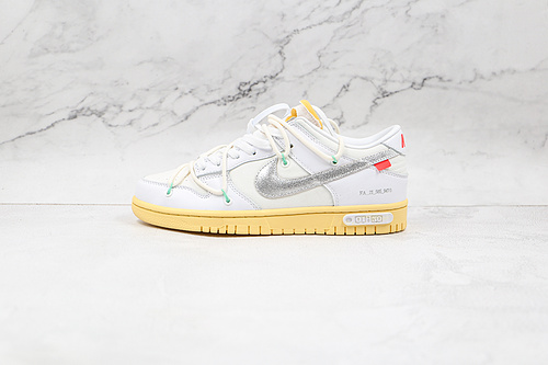 Ow X Sb Dunk Low Silver/White/Beige 7