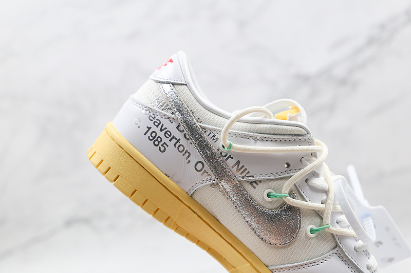 Ow X Sb Dunk Low Silver/White/Beige 13