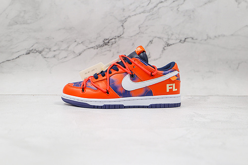 Ow X Futura X Dunk Low Sb Navy Blue/White/Orange 3