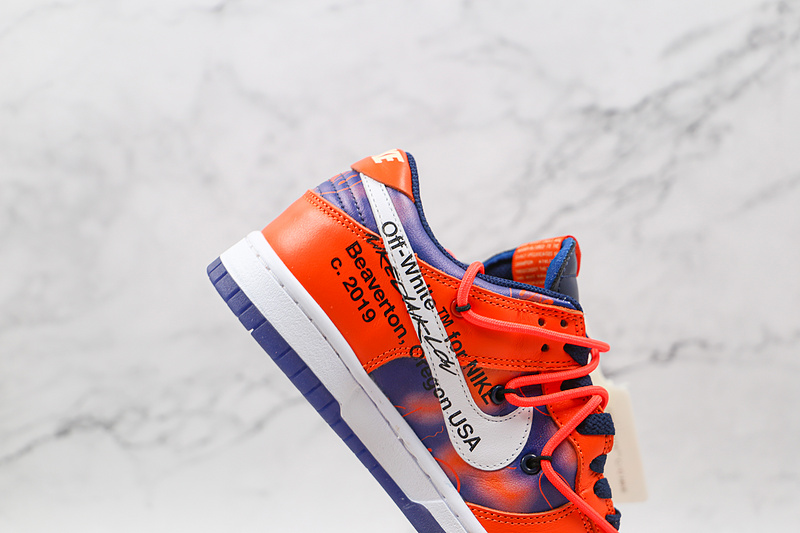 Ow X Futura X Dunk Low Sb Navy Blue/White/Orange 7