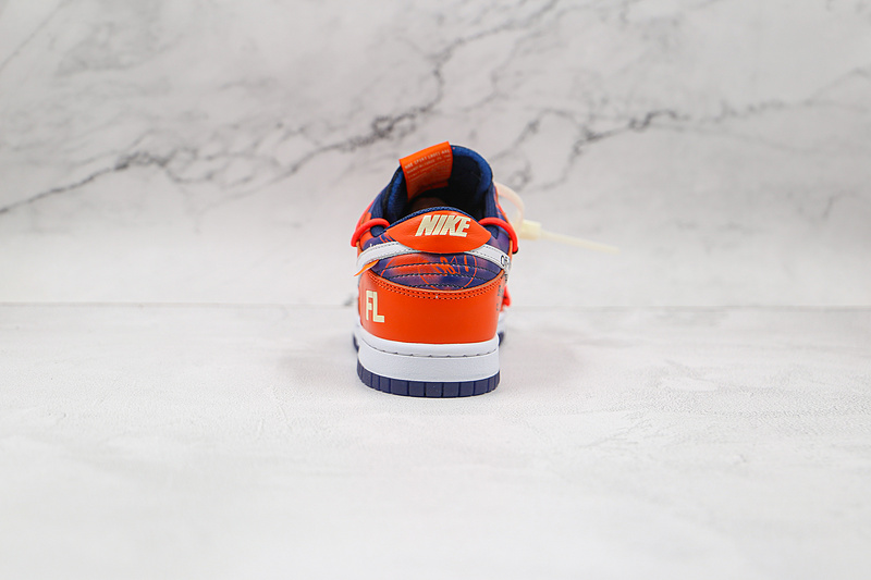 Ow X Futura X Dunk Low Sb Navy Blue/White/Orange 9