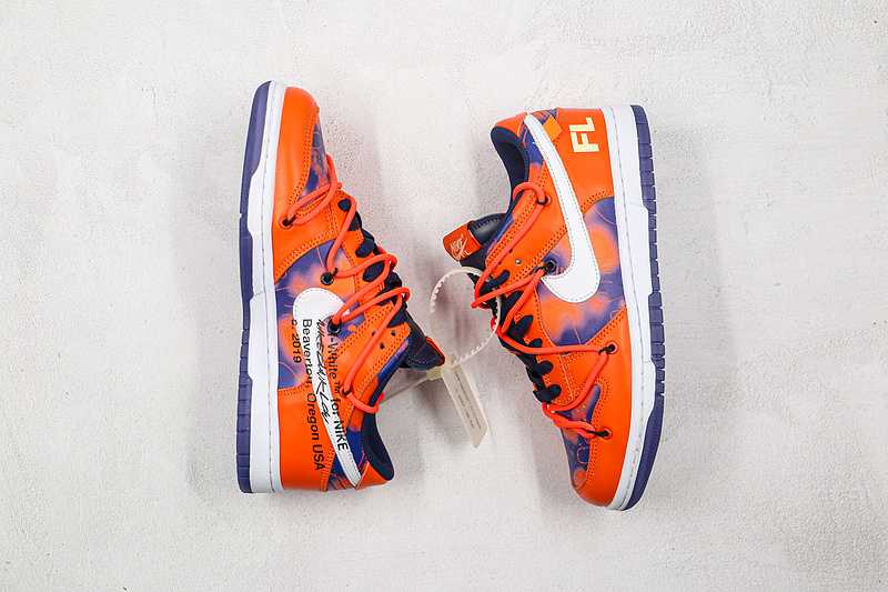 Ow X Futura X Dunk Low Sb Navy Blue/White/Orange 11