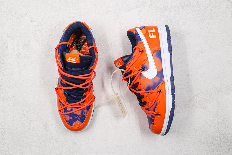 Ow X Futura X Dunk Low Sb Navy Blue/White/Orange 13